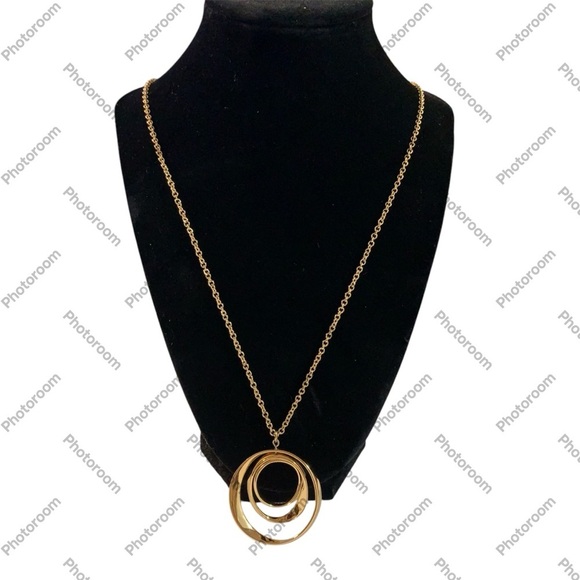 Avon Orbit Gold-Tone long Pendant Necklace NIB 2016 - Picture 1 of 7